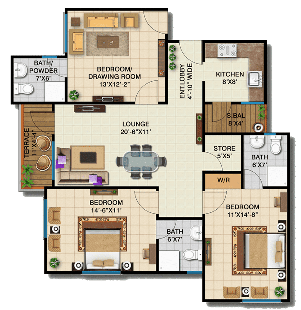 Sohni Saibaan 3d Floor Plan